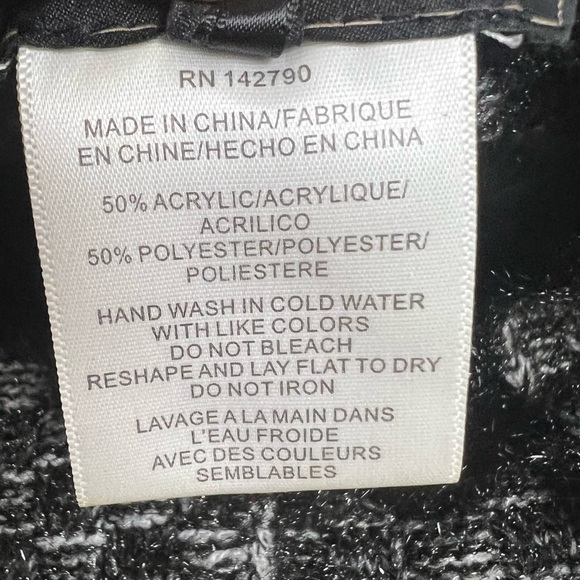 BCBG Maxazria Women's L Open Front Knit Cardigan Sweater Black Gray Fizzy Thick - Picture 14 of 14